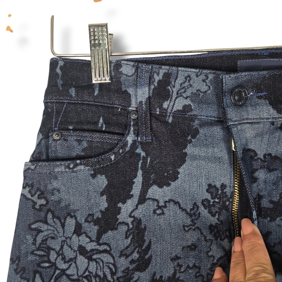 Mother The Swooner Straight A Midi Skirt Blue Denim Floral Sing Me To Sleep 25 - Picture 9 of 15